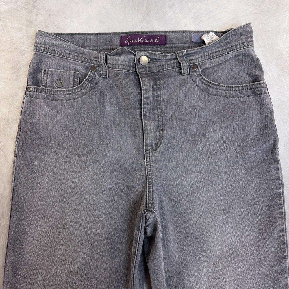 Gloria‎ Vanderbilt Capri Jeans Womens 6 Grey Excellent Cuffed Stretch Denim